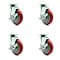 Service Caster Universal Kitchen Casters - 5" Red Wheel - 4 Swivel w/Brake SCC-20S514-PPUB-RED-TLB-TPU1-4 - alternate 1
